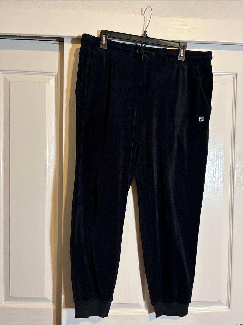 Fila Men's Black Velour Joggers with Logo